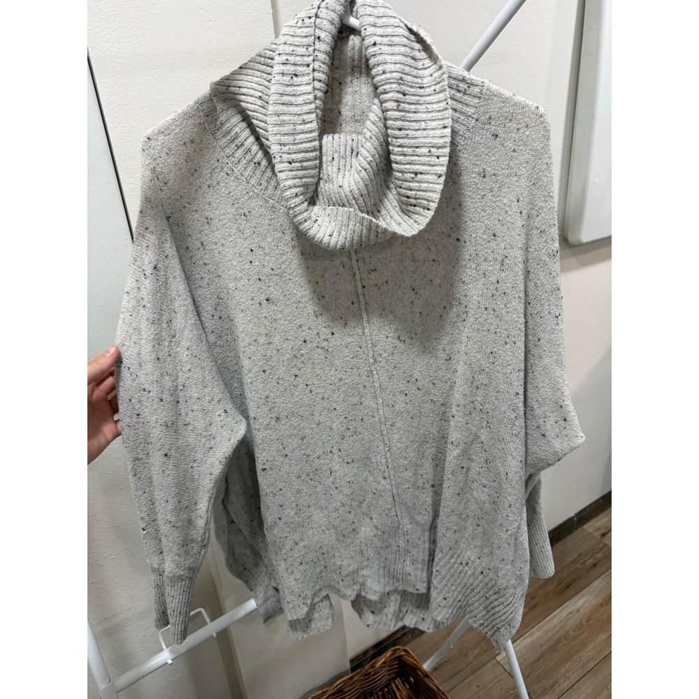 Jessica Simpson Womens Small Cowl Neck Confetti Flecked Oversized Sweater Beige